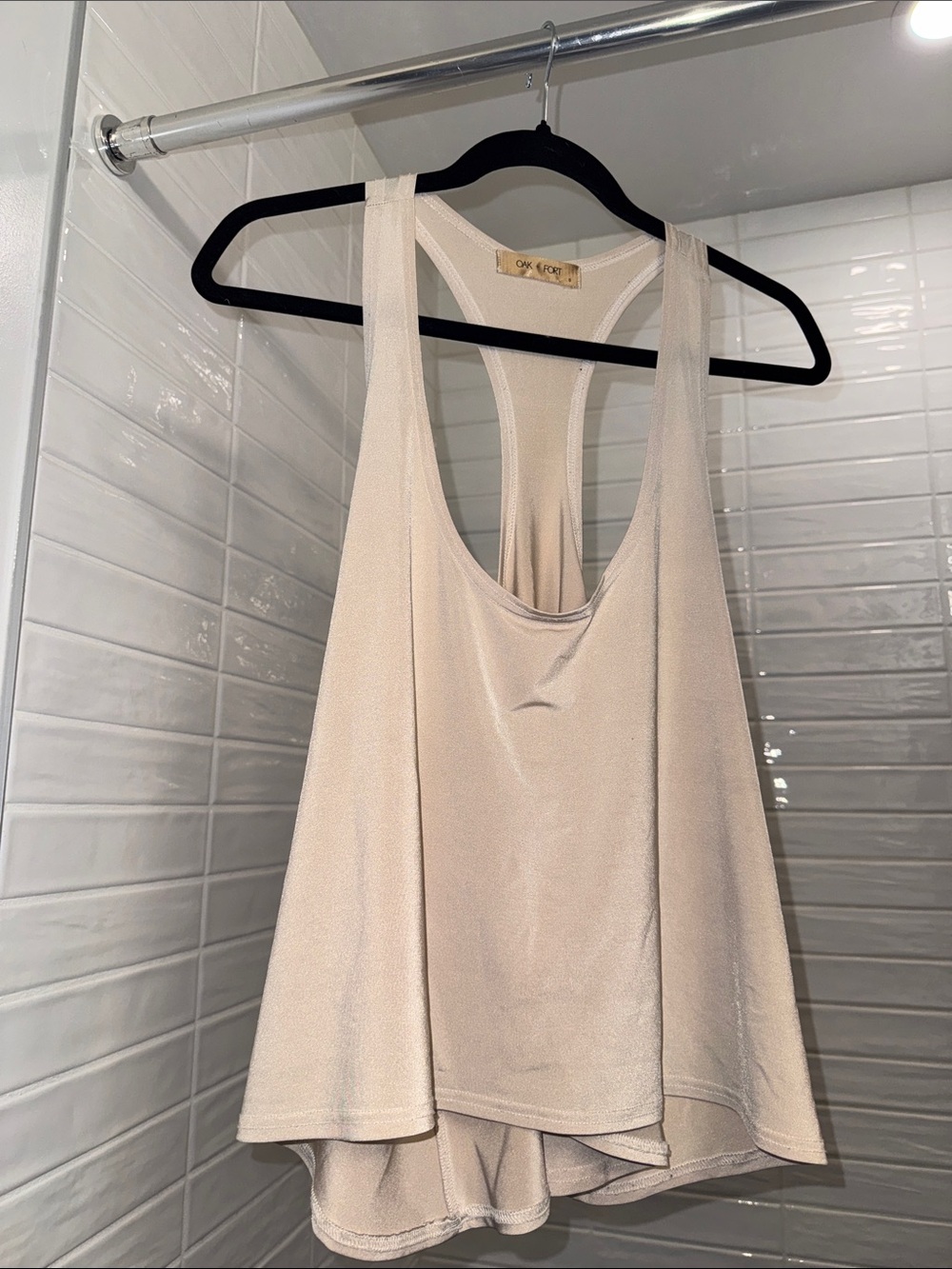 OAK + FORT Light Pink/Cream Racerback Flow Tank